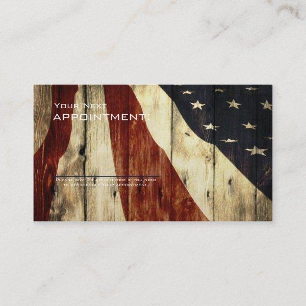 Rustic Patriotic American Wooden Construction Appointment Card