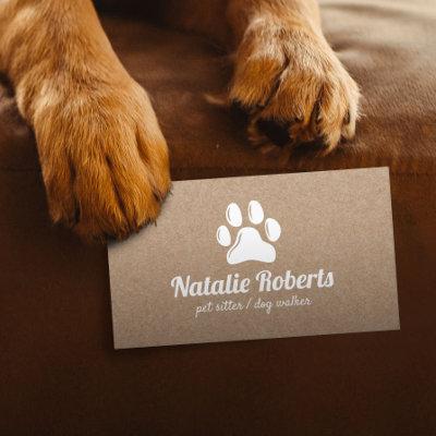 Rustic Pet Sitter Dog Walker Paw Logo Kraft