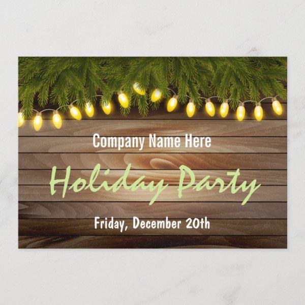 Rustic Pine and Barn Board Christmas Party Invitation