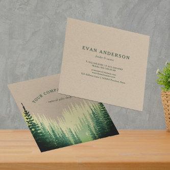 Rustic Pine Forest Logo Faux Kraft Square