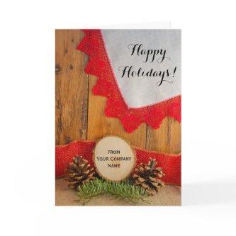 Rustic Pines Barn Wood Business Country Christmas Holiday Card