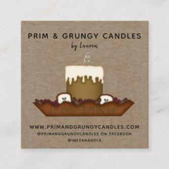 RUSTIC PRIMITIVE COUNTRY GRUBBY CANDLE SQUARE