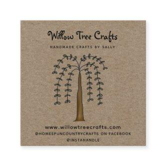 Rustic Primitive Country Kraft Willow Tree  Square