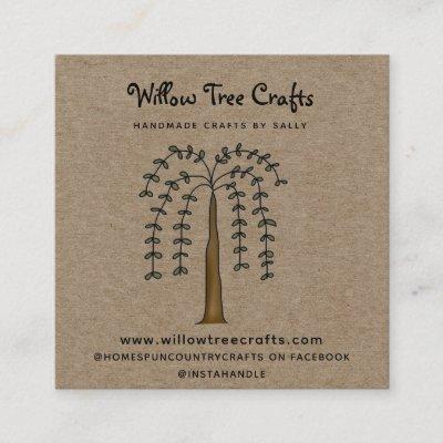 Rustic Primitive Country Kraft Willow Tree  Square