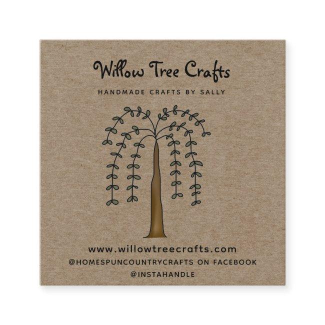 Rustic Primitive Country Kraft Willow Tree Square