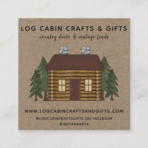 RUSTIC PRIMITIVE COUNTRY LOG CAIN ON KRAFT SQUARE