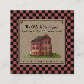 Rustic Primitive Country Saltbox House  Square