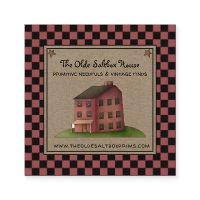 Rustic Primitive Country Saltbox House  Square