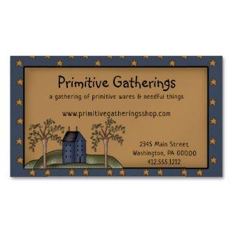 Rustic Primitive Country Saltbox & Stars on Kraft  Magnet
