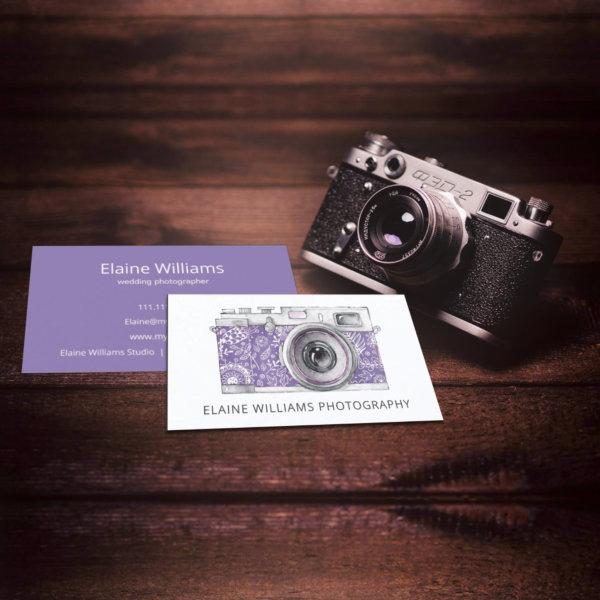 Rustic Purple Floral Vintage Camera Photographer