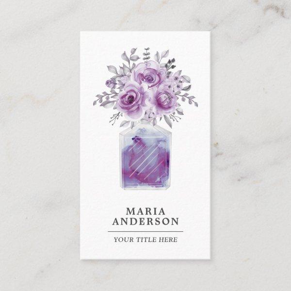 Rustic Purple Watercolor Floral Perfume Bottle