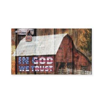 Rustic Red Barn With Latch In God We Trust