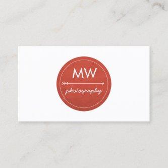 Rustic Red Monogram Circle with Arrow