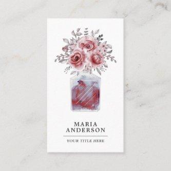 Rustic Red Watercolor Floral Perfume Bottle