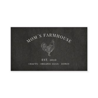 Rustic rooster sketch logo on chalkboard