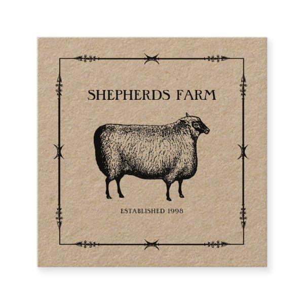 Rustic Sheep Iron Arrows Kraft Custom Farm Logo Square