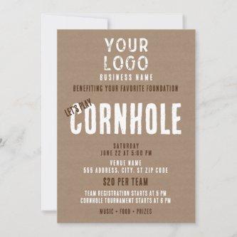 Rustic Simple Business Logo Cornhole Fundraiser Invitation
