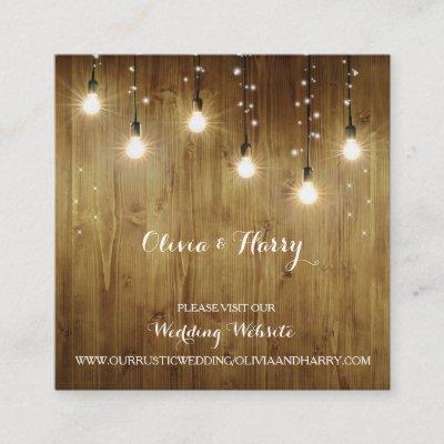 Rustic String Of Lights Wedding Website Cards