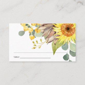 RUSTIC SUNFLOWER EUCALYPTUS FLORAL PLACE CARDS