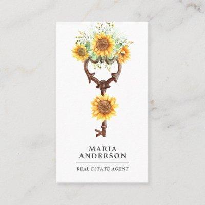 Rustic Sunflowers Antique Key Real Estate Agent