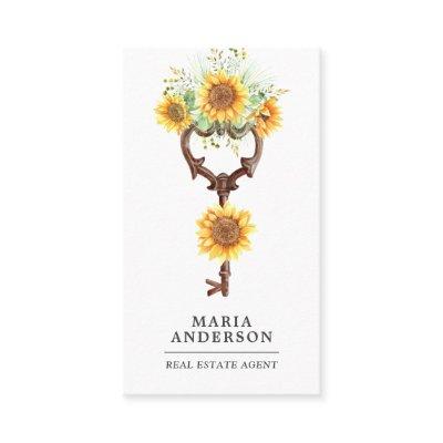 Rustic Sunflowers Antique Key Real Estate Agent