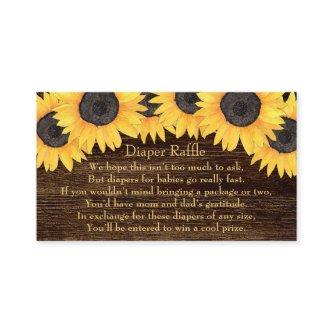 Rustic Sunflowers Diaper Raffle Baby Shower Card