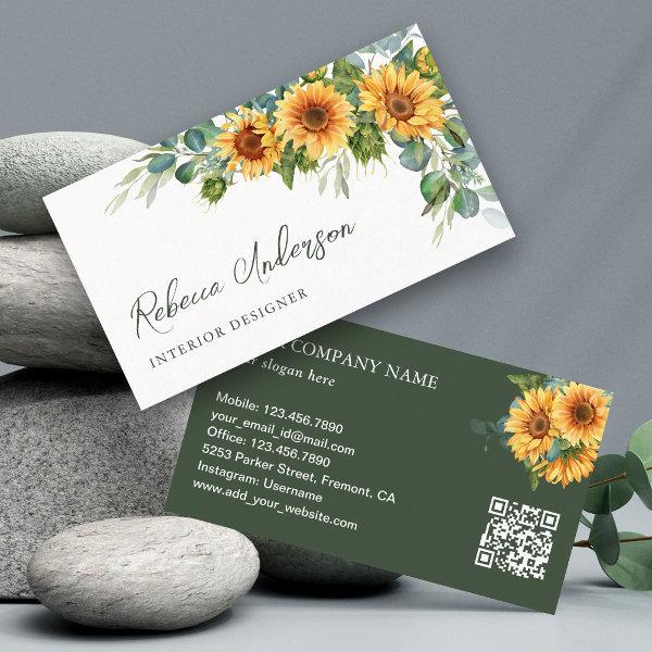 Rustic Sunflowers Eucalyptus QR Code