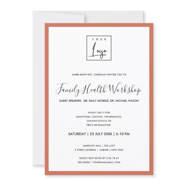 RUSTIC TERRACOTTA RUST LOGO WORKSHOP GALA EVENT INVITATION