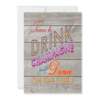 Rustic Time to Drink Champagne Corporate Invite