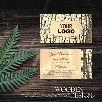 Rustic Tree Bark Oval Gold Border Wood Grain Logo