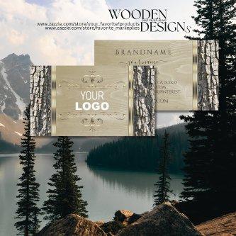 Rustic Tree Bark Wood Grain Gold Ornate and Logo