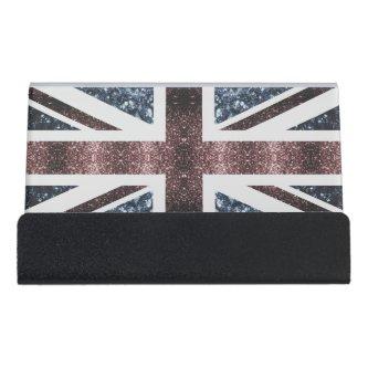 Rustic UK flag red blue sparkles glitters Desk  Holder