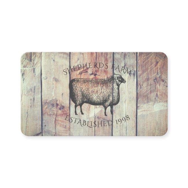 Rustic Vintage Sheep & Barn Wood Custom Farm Logo
