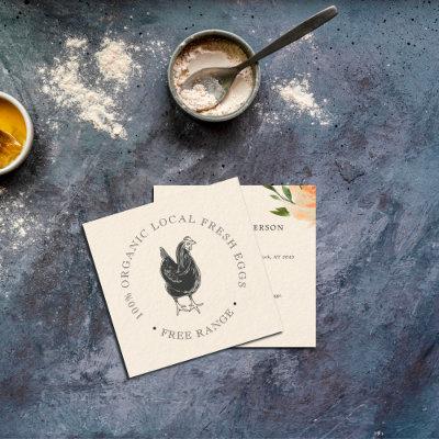 Rustic Vintage Simple Chicken Egg Farm Floral Square