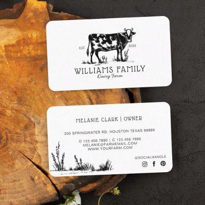 Rustic Vintage Sketch Farm Dairy Cow White