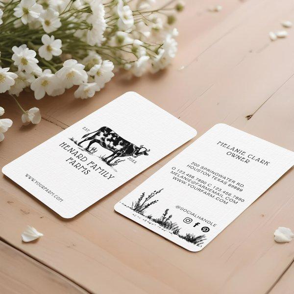 Rustic Vintage Sketch Farm Dairy Cow White
