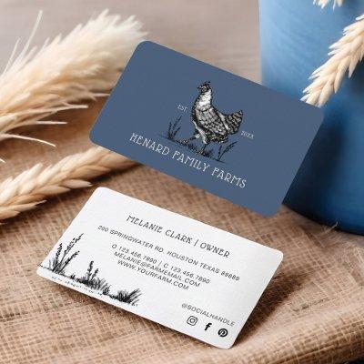 Rustic Vintage Sketch Farm Hen Dusty Navy Blue