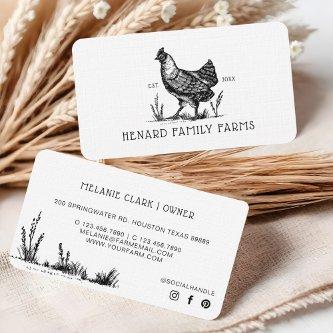 Rustic Vintage Sketch Farm Hen Dusty White