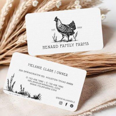 Rustic Vintage Sketch Farm Hen Dusty White