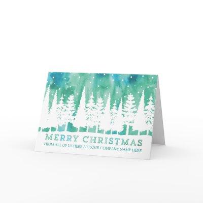 Rustic Watercolor Corporate Merry Christmas Holiday Card