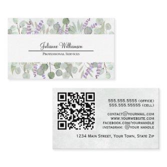 Rustic Watercolor Eucalyptus and Lavender QR Code