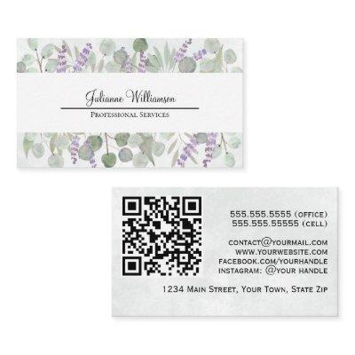 Rustic Watercolor Eucalyptus and Lavender QR Code