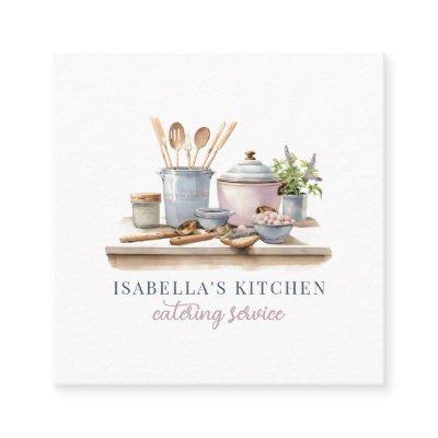 Rustic Watercolor Kitchenware Catering Square