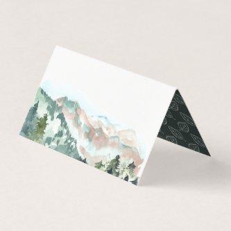 Rustic Watercolor Mountains Wedding Place Card