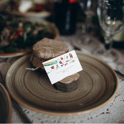 Rustic Watercolor Mountains Wedding Place Card