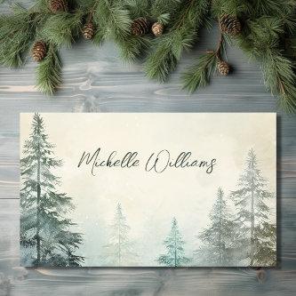 Rustic Watercolor Pine Forest Woodland