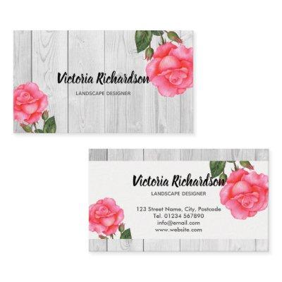 Rustic Watercolor Pink Roses Floral Art