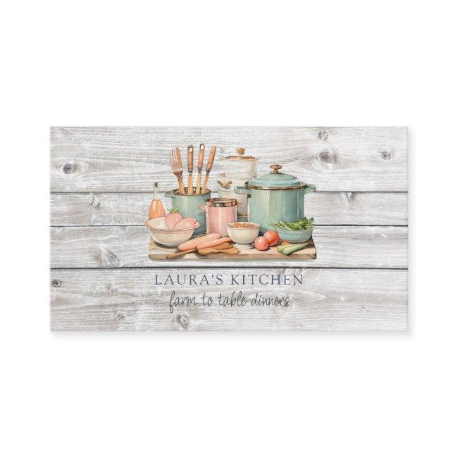 Rustic Watercolor Pots Pans Food Kitchenware