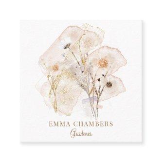 Rustic Watercolor Pressed Flowers Gardener  Square