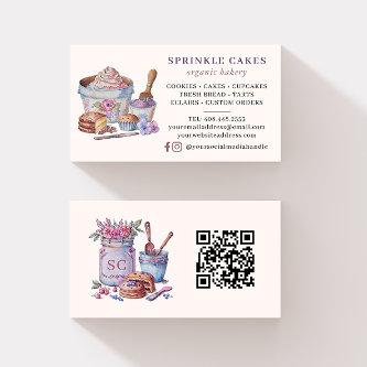 Rustic Watercolor QR Code Bakery